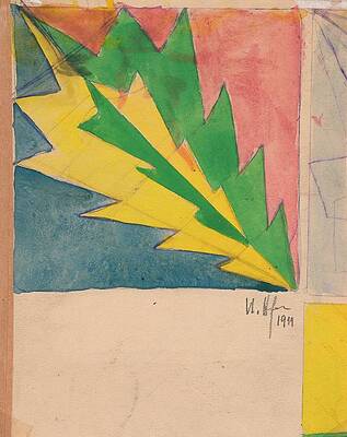 Wall Art - Painting - Design For A Textile With Stylized Leaf by Anonymous
