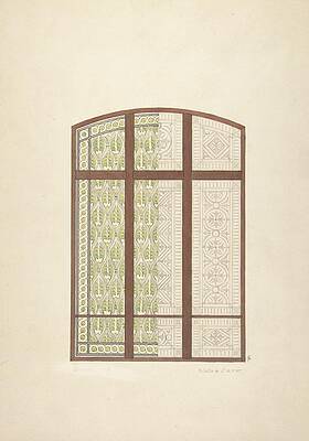Wall Art - Painting - Design For An Arched Stained Glass Window, Showing Two by Jules-edmond-charles Lachaise