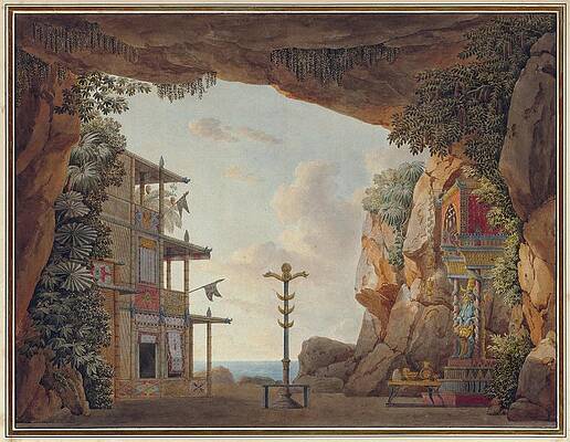 Wall Art - Painting - Design For Stage Set For The Second Act Of Elisca Or by Jean Thomas Thibault