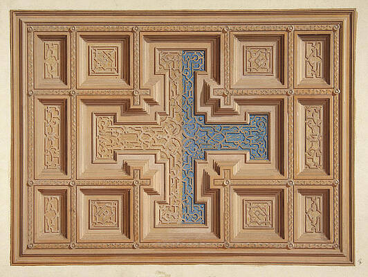 Wall Art - Painting - Design for the decoration of a ceiling. by Jules-Edmond-Charles Lachaise Eugene-Pierre Gourdet
