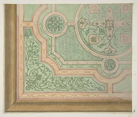 Wall Art - Painting - Design For The Decoration Of A Ceiling With Circular by Jules-edmond-charles Lachaise