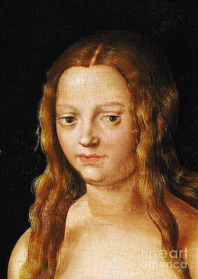 Wall Art - Painting - Detail Of The Head Of Eve By Lucas Cranach The Elder by Lucas The Elder Cranach