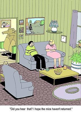 Wall Art - Drawing - Did You Hear That  I Hope The Mice Haven't Returned by Naf