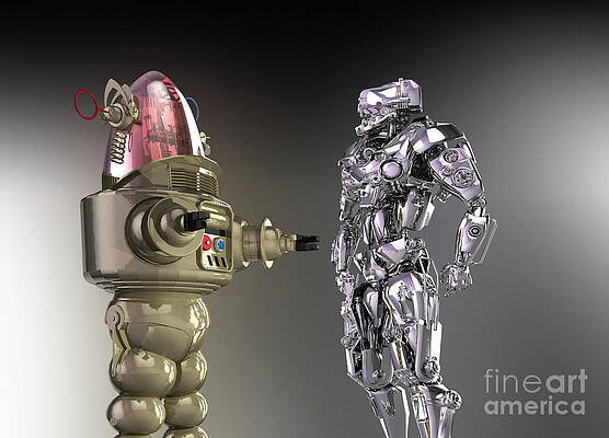 Wall Art - Photograph - Difference Between 1950s And Modern Robots by Science Photo Library