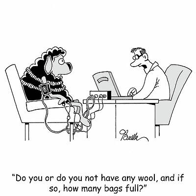 Wall Art - Drawing - Do You Or Do You Not Have Any Wool, And If So, How Many by Marty Bucella