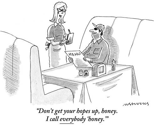 Wall Art - Drawing - Don't Get Your Hopes Up, Honey. I Call Everybody 'honey by Mick Stevens