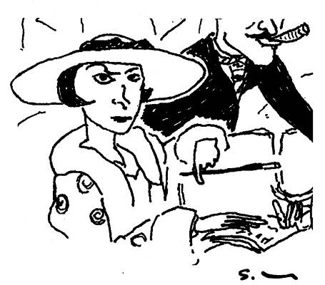 Wall Art - Drawing - Dorothy Parker At The Algonquin Round Table by Steve Mcginn