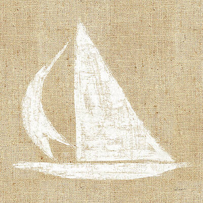 Wall Art - Painting - Driftwood Coast II White Burlap by Sue Schlabach