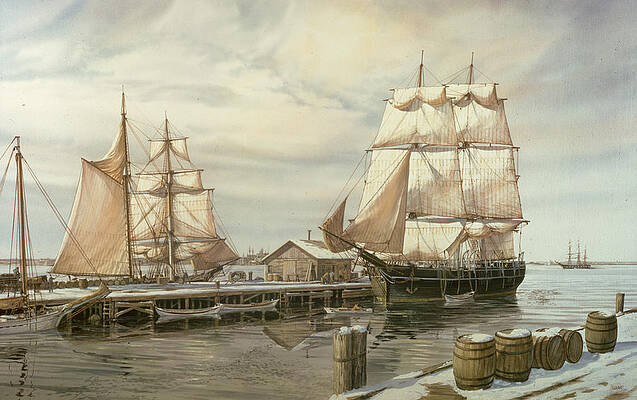 Wall Art - Painting - Drying Sails - New Bedford by Jack Wemp