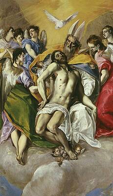 Wall Art - Painting - El Greco / 'The Trinity', 1577-1579, Spanish School, Oil on canvas, 300 cm x 179 cm, P00824. JESUS. by El Greco -1541-1614-