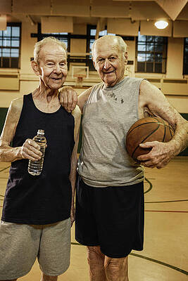 Wall Art - Photograph - Elderly Men Playing Basketball by Dreampictures