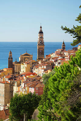 Wall Art - Digital Art - Elevated View Of St. Michael The Archangel, Menton, France by Russ Rohde