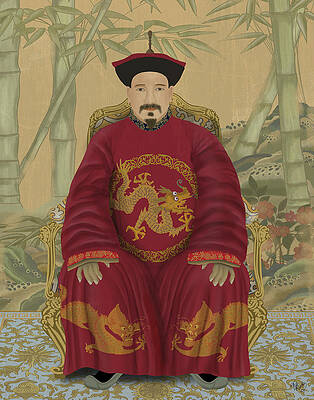 cartoon chinese emperor sitting