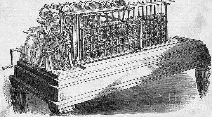 Wall Art - Photograph - Engraving Of Calculating Machine by Bettmann