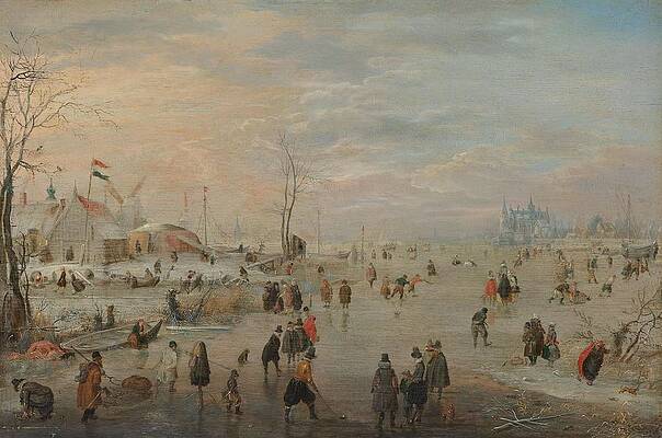 Wall Art - Painting - Enjoying the Ice. by Hendrick Avercamp -mentioned on object-