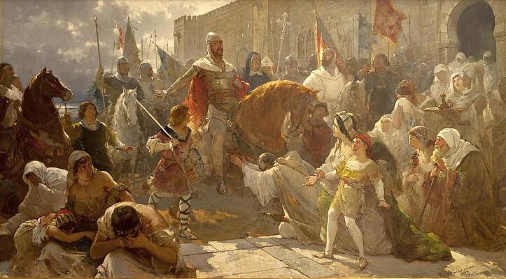 Wall Art - Painting - Entry of Jaime I the conqueror in Medina Mayurka, work of Ricard Ankermann. Hall of the lost steps. by Album