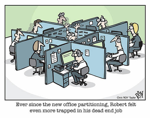 Wall Art - Drawing - Ever Since The New Office Partitioning, Robert Felt Even by Chris 'roy' Taylor
