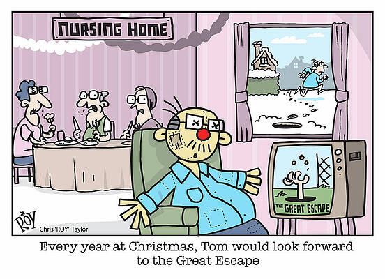 Wall Art - Drawing - Every Year At Christmas, Tom Would Look Forward To by Chris 'roy' Taylor