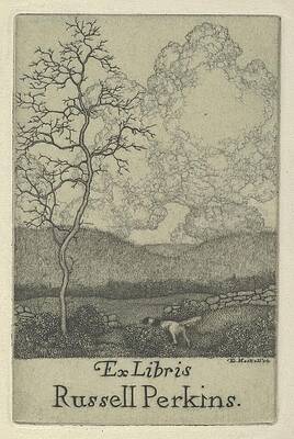 Wall Art - Drawing - Ex Libris Russell Perkins by Ernest Haskell