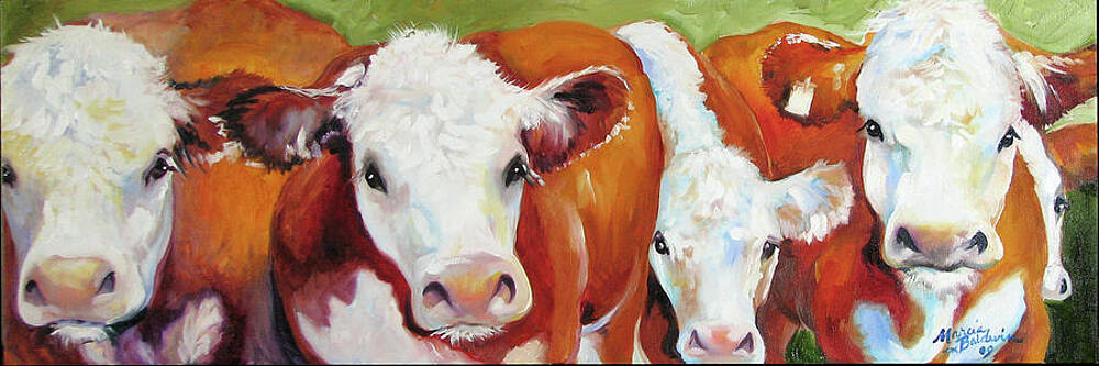 Wall Art - Painting - Fab Five Cows by Marcia Baldwin