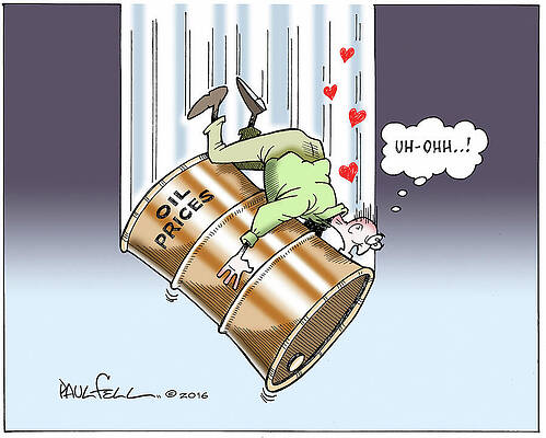 Wall Art - Drawing - Falling Oil Prices by Paul Fell