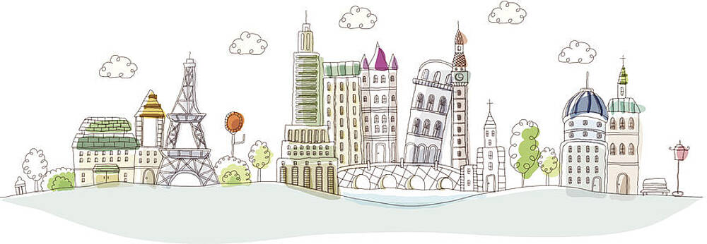 Famous Places Of The World Print by Eastnine Inc.