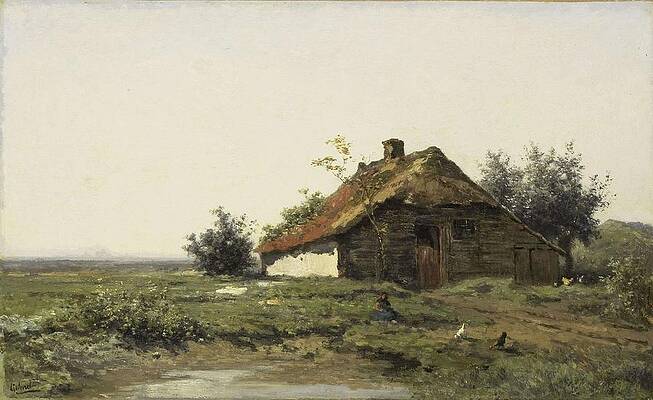 Wall Art - Painting - Farm in the Open Fields. by Paul Joseph Constantin Gabriel -1828-1903-