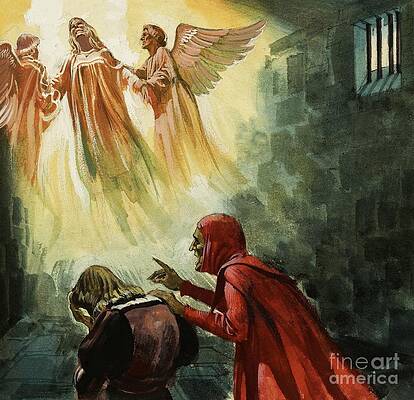 Wall Art - Painting - Faust Scene With Angels by Andrew Howat