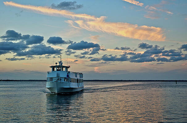 Ferry Boat On Great South Bay, Long Print by Jaylazarin