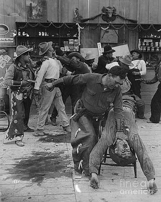 Fight In Saloon From Old Time Movie Print by Bettmann