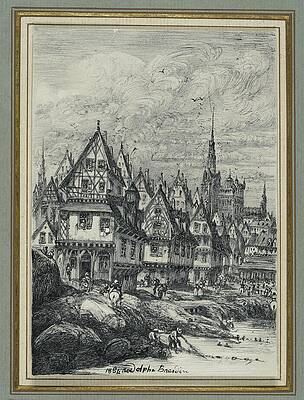 Wall Art - Drawing - Fishing Port by Rodolphe Bresdin