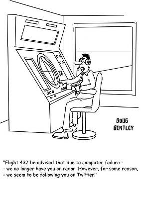 Wall Art - Drawing - Flight 437 Be Advised That Due To Computer Failure We No by Doug Bentley