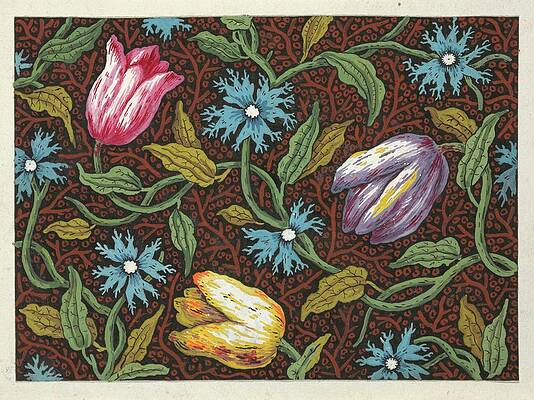 Wall Art - Painting - Floral Design For Printed Textile Pl Xxx by Anonymous