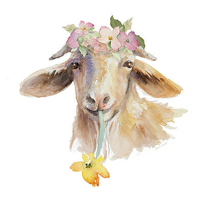 Wall Art - Painting - Flower Goat by Lanie Loreth