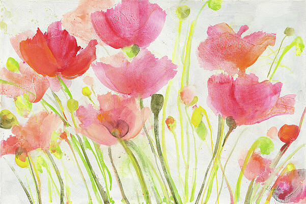 Wall Art - Painting - Fluorescent Poppies by Albena Hristova