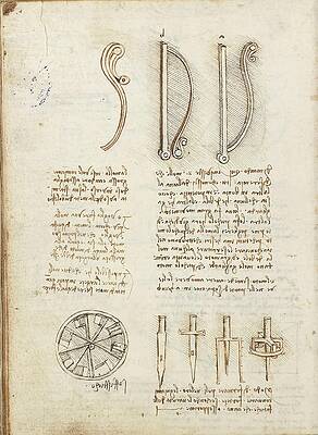 Wall Art - Drawing - Folio f 79v. Codex Madrid I -Ms. 8937- 'Treaty of statics and mechanics', 192 folios with 384 pag... by Album