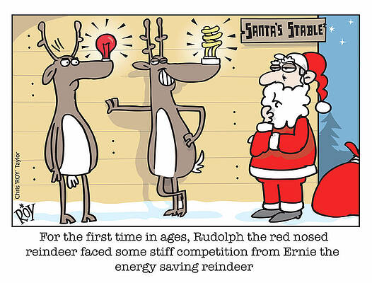 Wall Art - Drawing - For The First Time In Ages, Rudolph The Red Nosed Reindeer by Chris 'roy' Taylor