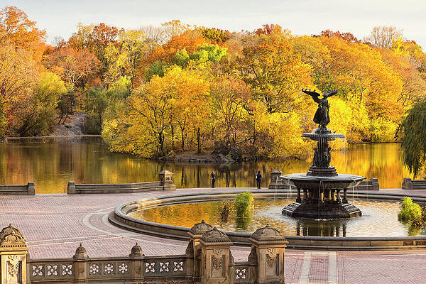 Bethesda Fountain Central Park Morning Fall New York Art Photo Print Poster  Unframed Picture Size 10x8 Inch Paper Size 11x9 Inch Fit Standard Frame