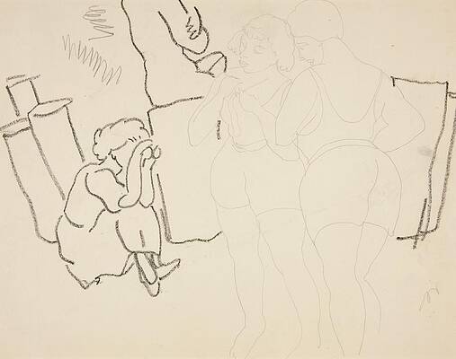 Wall Art - Drawing - Four Figures On Beach, Probably In Provincetown by Charles Demuth