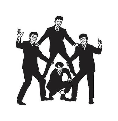 Wall Art - Drawing - Four Guys Posing by CSA Images
