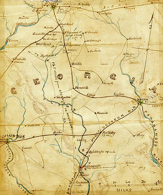 Wall Art - Painting - From Atlanta to Andersonville in Georgia by Robert Knox Sneden