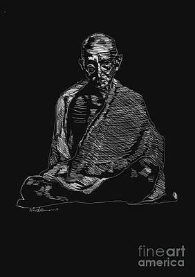 Wall Art - Drawing - Gandhi by Binod BK