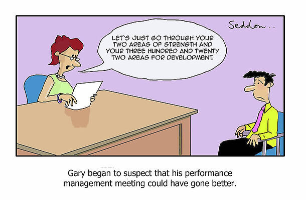 Wall Art - Drawing - Gary Began To Think That His Performance Management Meeting by Mike Seddon