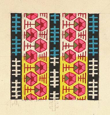 Wall Art - Painting - Geometric Design For Printed Textile by Anonymous