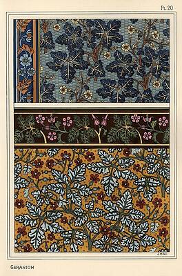 Wall Art - Drawing - Geranium motifs in patterns for wallpaper and fabric. by Album