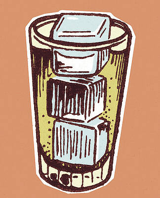 Wall Art - Drawing - Glass with Ice Cubes by CSA Images
