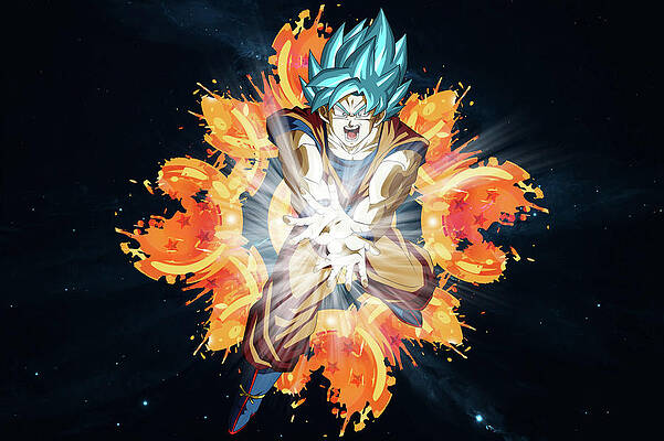 Wall Art - Drawing - Goku Blue II by Jason Stonebanks