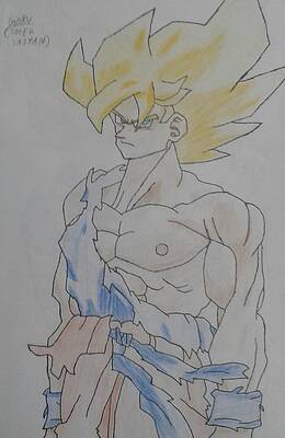 Wall Art - Drawing - Goku Super Saiyan  by Ankan Debnath