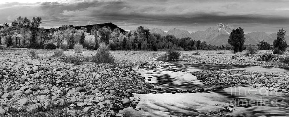 Wall Art - Photograph - Grand Teton Pink Stream Black And White by Adam Jewell