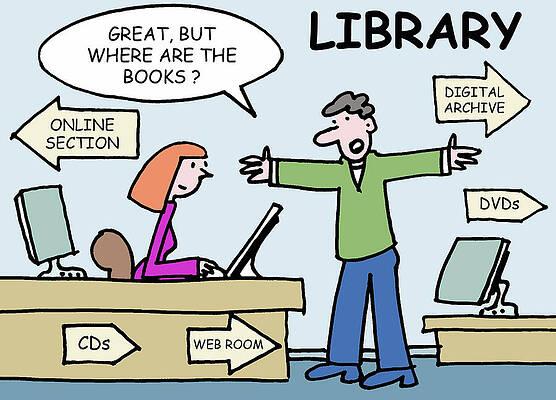 Wall Art - Drawing - Great, But Where Are All The Books by Mike Flanagan